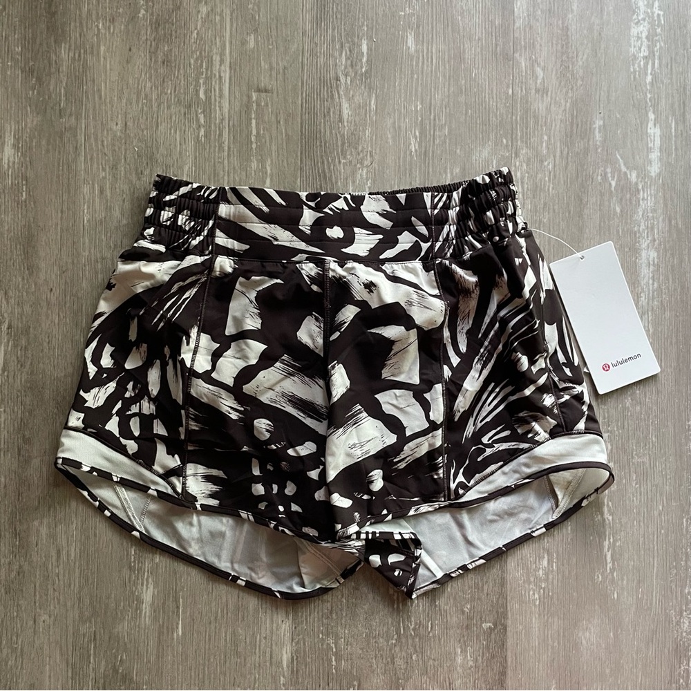 NWT Lululemon Hotty Hot HR Short *Long 4" in Monarch Bloom Bone Espresso/Bone - Picture 2 of 6